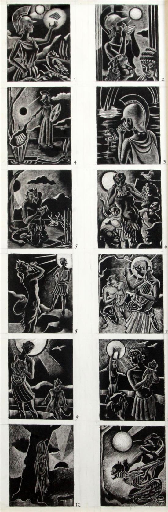 Peter Messer (1954-) The Legend of Marsyas 30.75 x 10.75in.